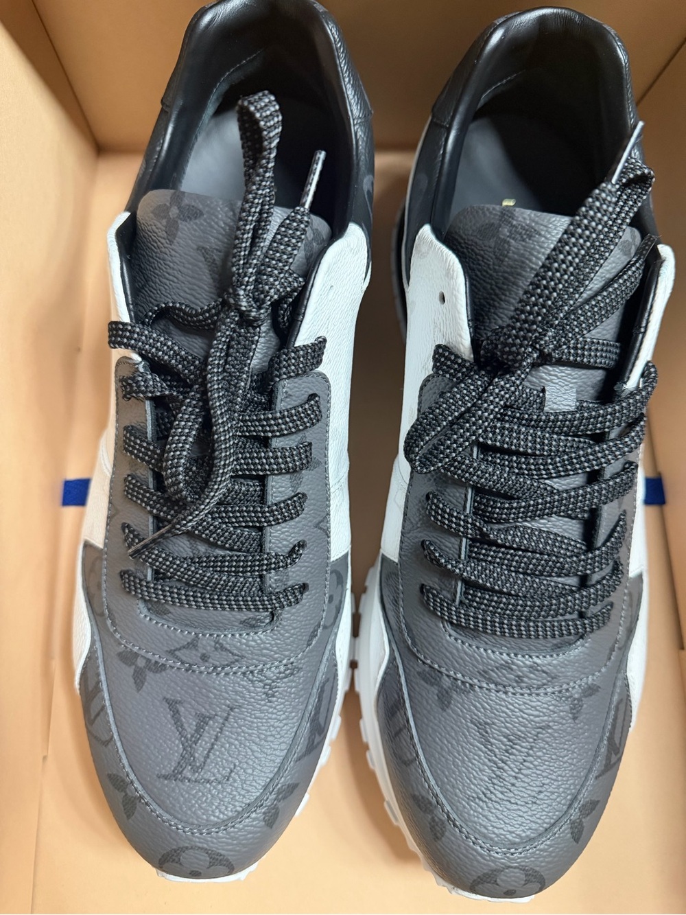 Louis Vuitton Men's Black and White Luxury Logo Runner Sneakers